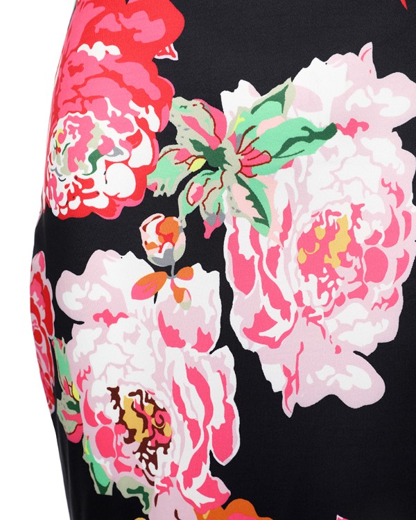 Floral Print Spaghetti Strap Mermaid Evening Dress