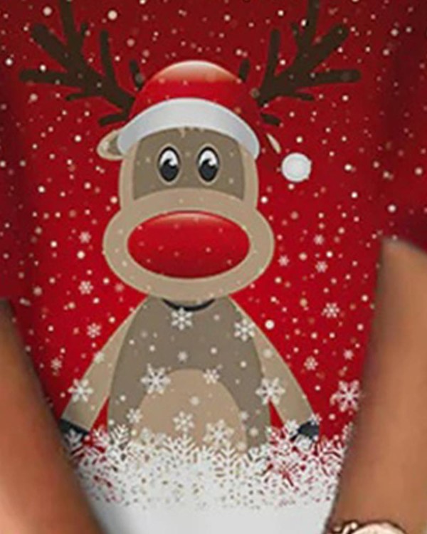Christmas Snowflake Elk Print Casual Dress