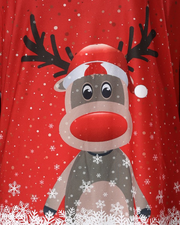 Christmas Snowflake Elk Print Casual Dress