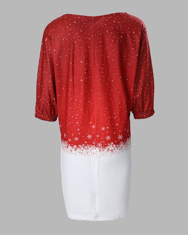 Christmas Snowflake Elk Print Casual Dress