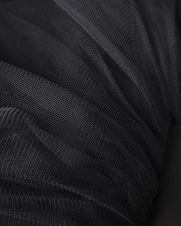 Bandeau Layered Mesh Ruffles Party Dress