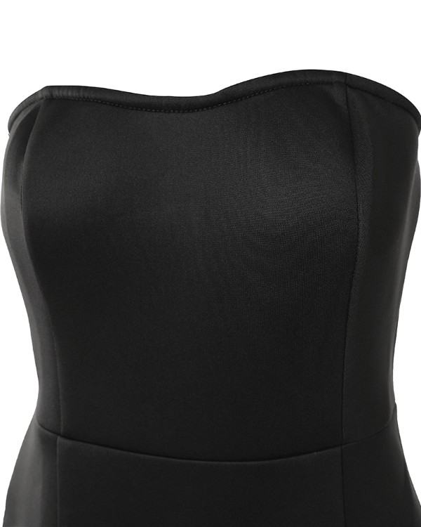 Bandeau Layered Mesh Ruffles Party Dress