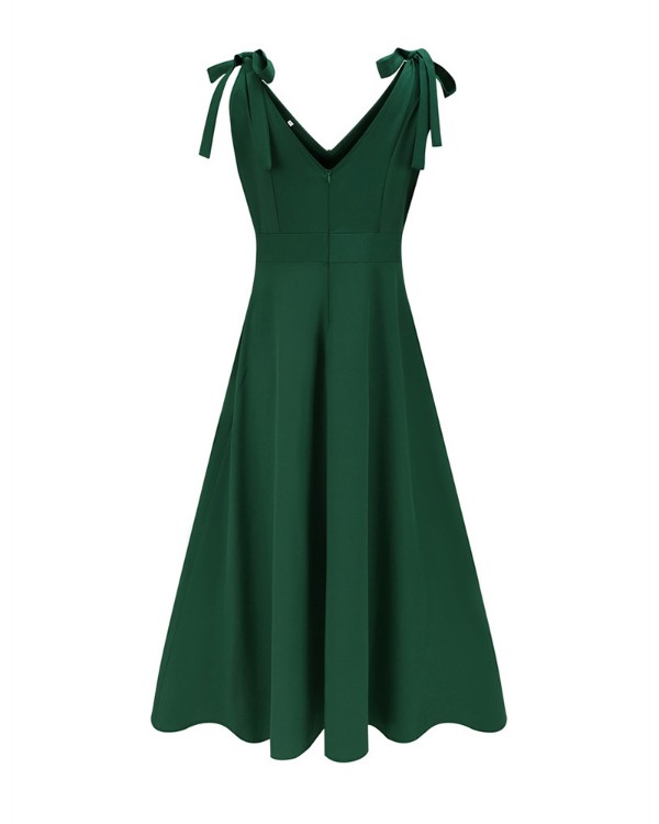 Tied Detail High Slit Wrap Evening Dress