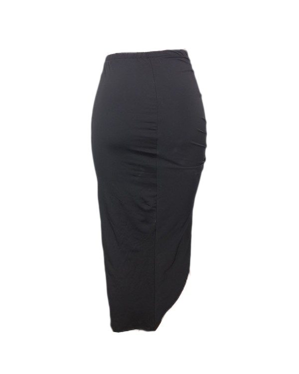 Drawstring Ruched Split Thigh High Waist Skirt