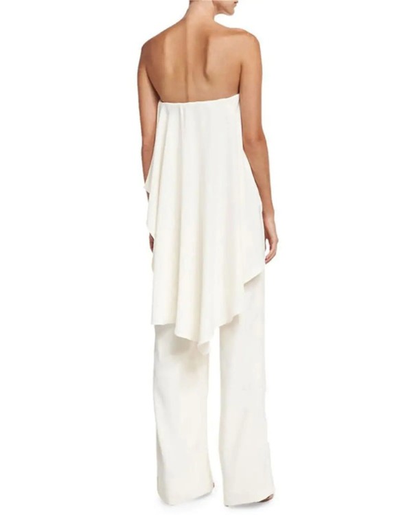 Bandeau Flowy Wide Leg Jumpsuit With Belt