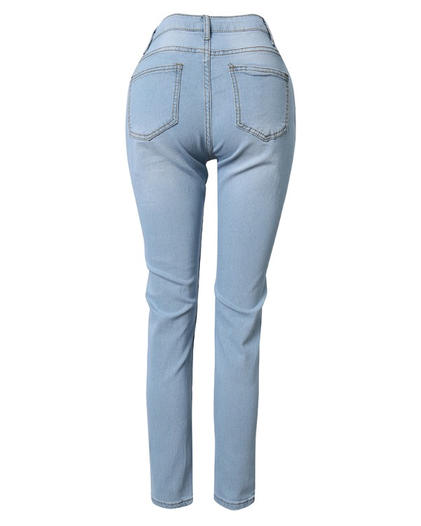 Contrast Leopard Print High Waist Jeans