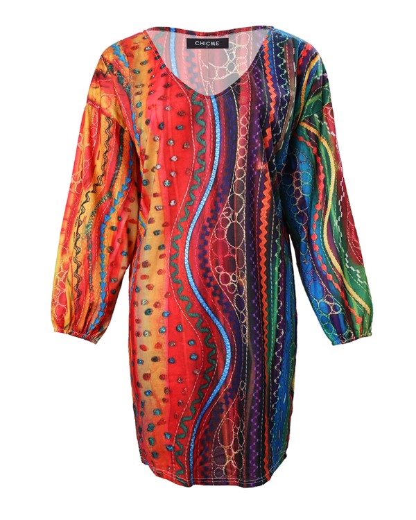 Abstract Geometric Print Casual Dress