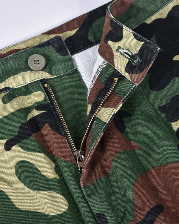Camouflage Print Button Pocket Design Skirt