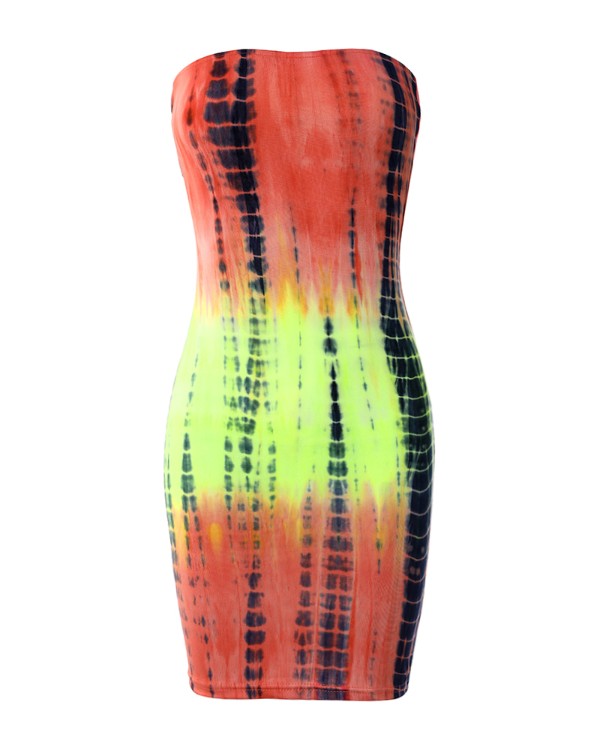 Bandeau Tie Dye Print Bodyocn Dress