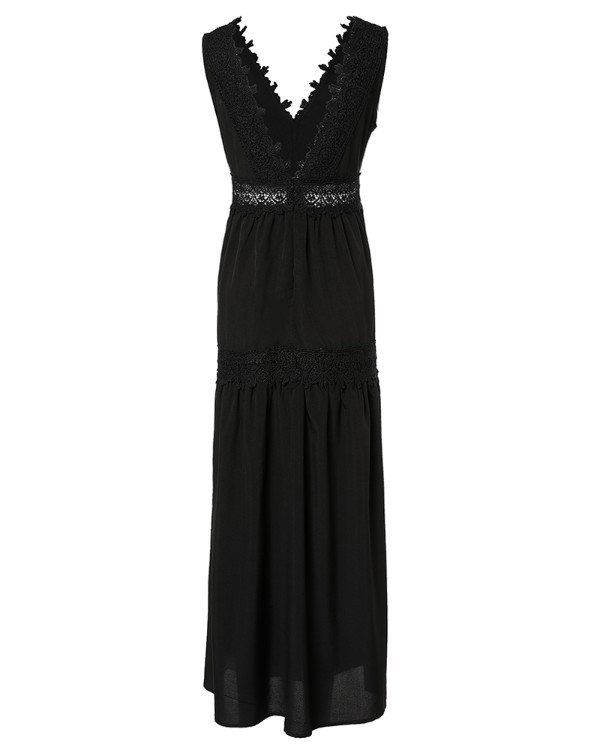 Guipure Lace Patch V-Back Prom Dress