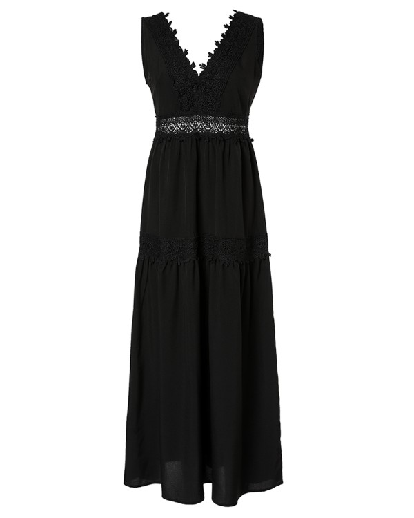 Guipure Lace Patch V-Back Prom Dress