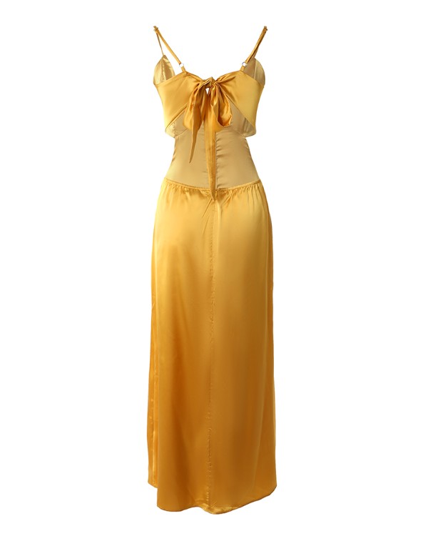 Button Decor Cutout Backless Slit Bodycon Dress