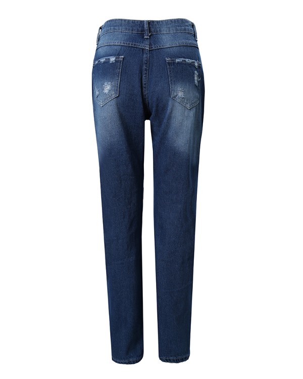 Cheetah Pattern Ripped High Waist Jeans