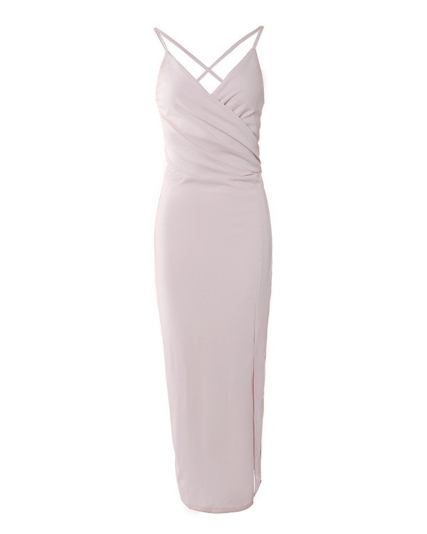 Criss Cross Backless Split Thigh Party Dress