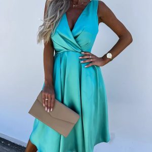 Backless Ruched Satin Party Dress