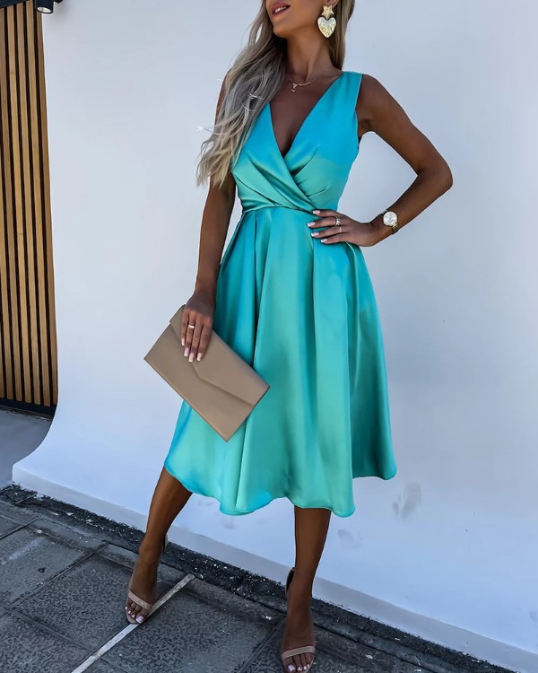 Backless Ruched Satin Party Dress