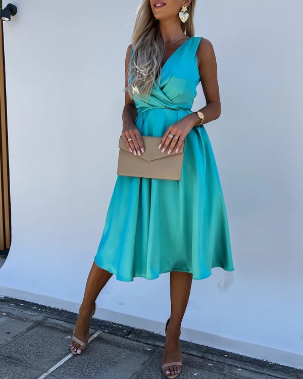 Backless Ruched Satin Party Dress