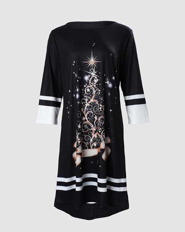 Christmas Tree Print Casual Dress