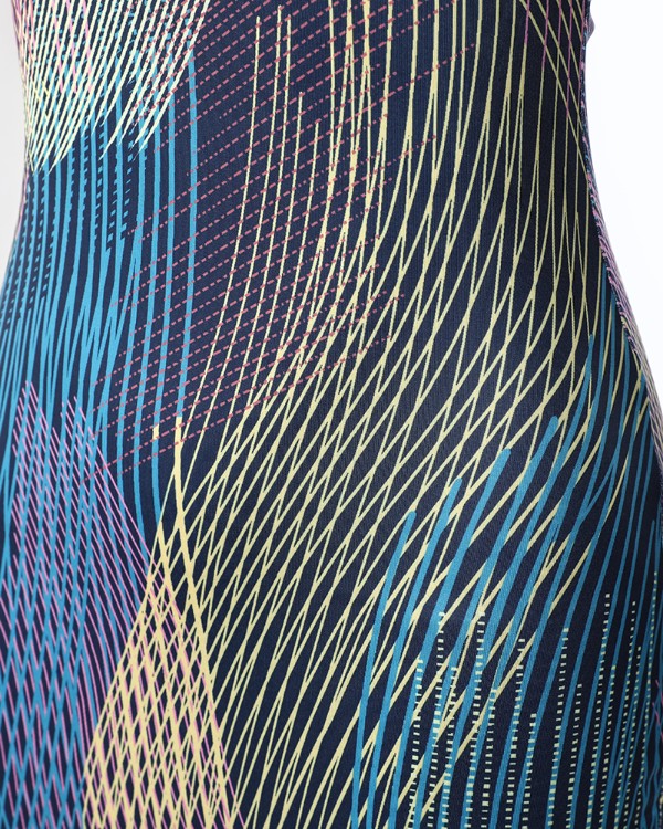 Abstract Print Crisscross Backless Bodycon Dress