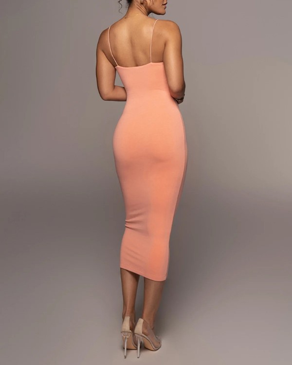 Spaghetti Strap Lace Trim Evening Dress